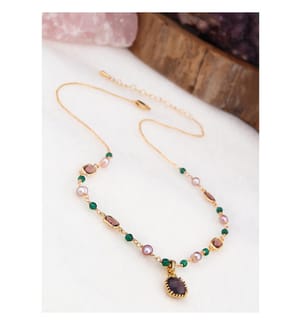 Perlen- & Zirkon-Halskette - Multicolor