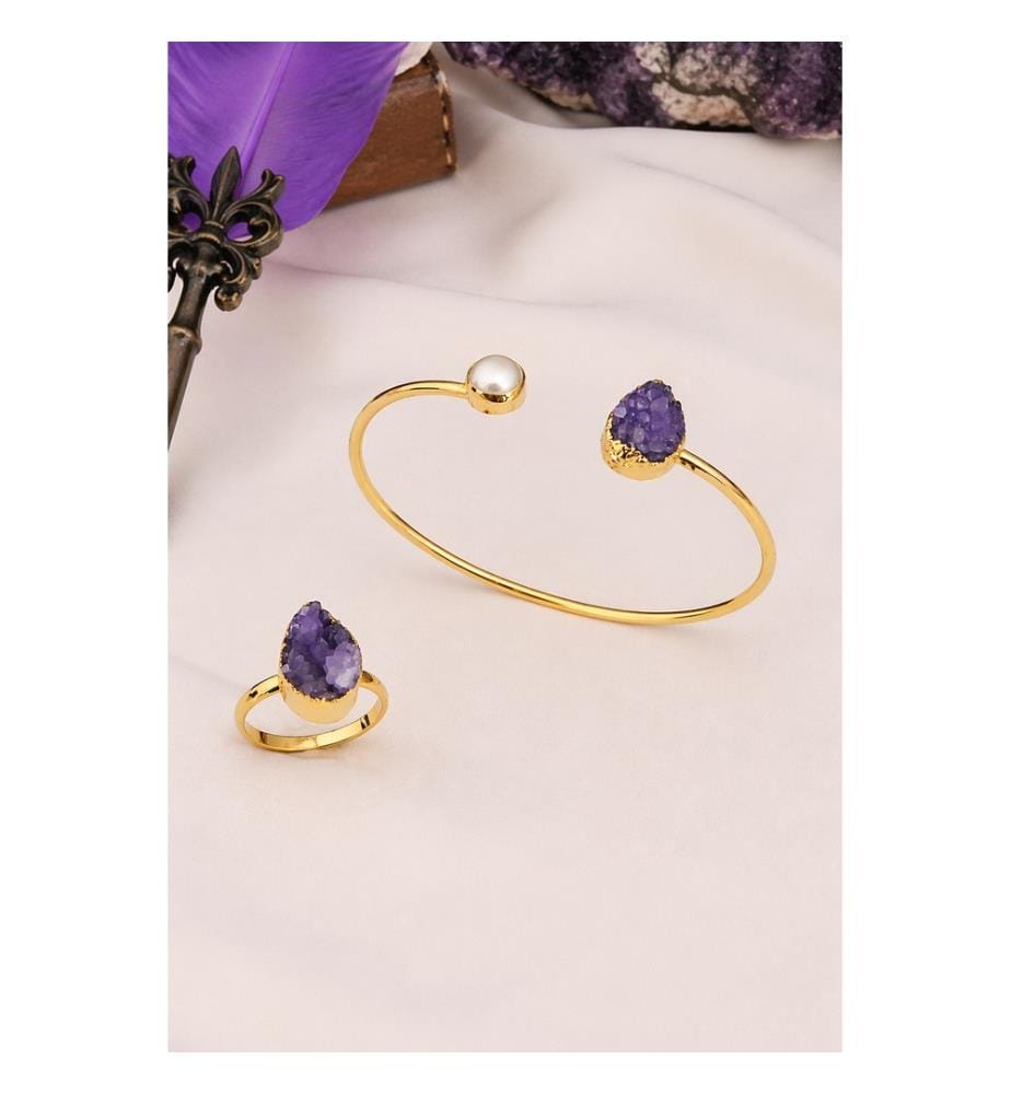 Pearl and Quartz Set - Purple and White