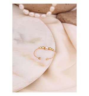 Anello di perle regolabile - Bianco
