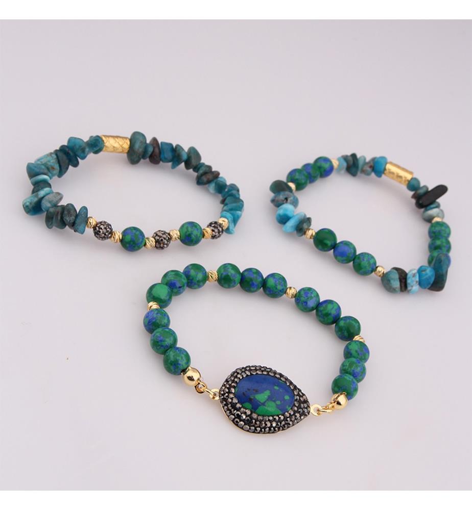 Armband aus Apatit und Varasit – Blau und Grün