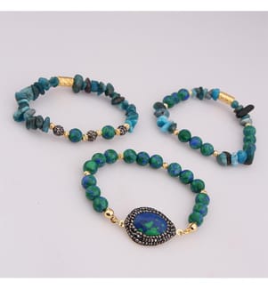Armband aus Apatit und Varasit – Blau und Grün