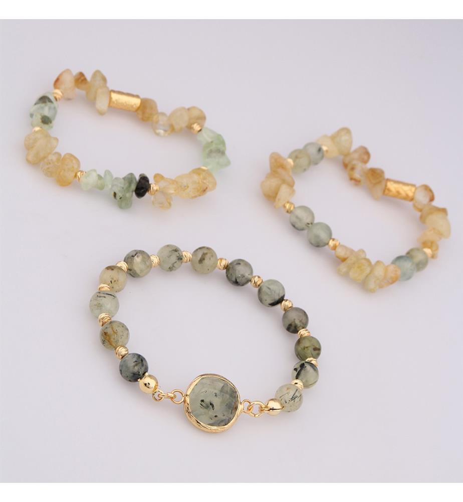 Armband aus Prehnit und Citrin – Grün und Gelb