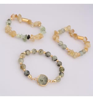 Armband aus Prehnit und Citrin – Grün und Gelb