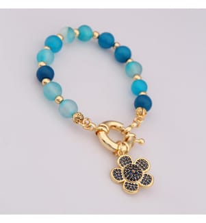 Armband mit Agathestein und Zirkonia – Blau