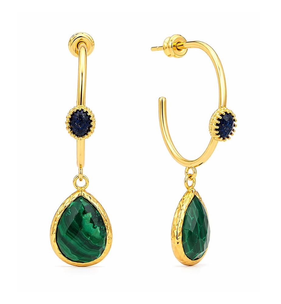 Orecchini con malachite e zaffiro - Verde e blu