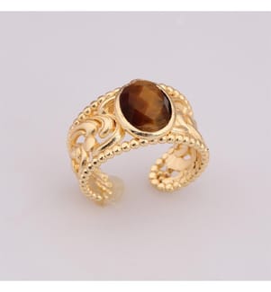 Tiger-Augen-Ring – Braun