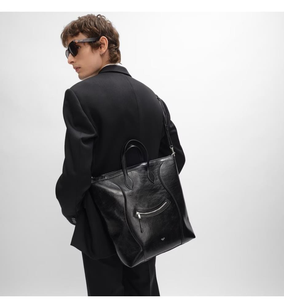 Gepäck Cabas Vertical aus glänzendem Kalbsleder - Schwarz