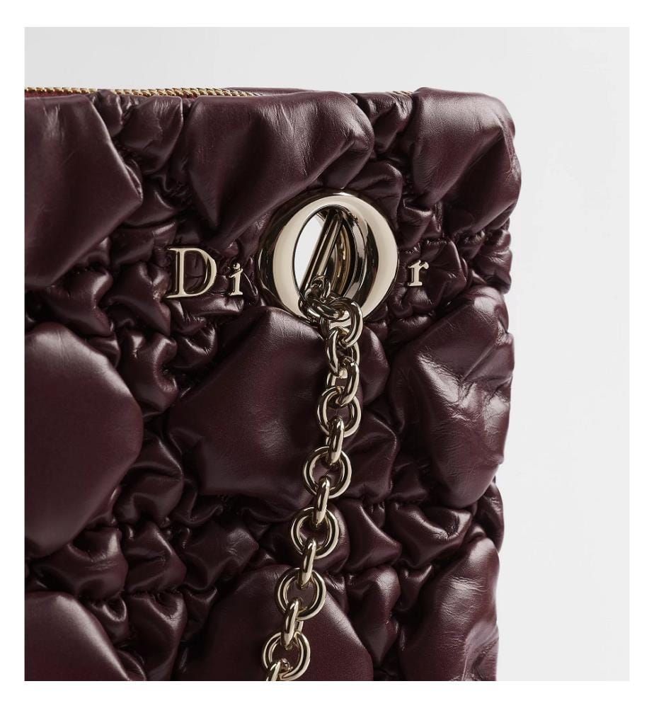 Puffy Macro-Cannage Hobo-Umhängetasche – Maroon-Banner