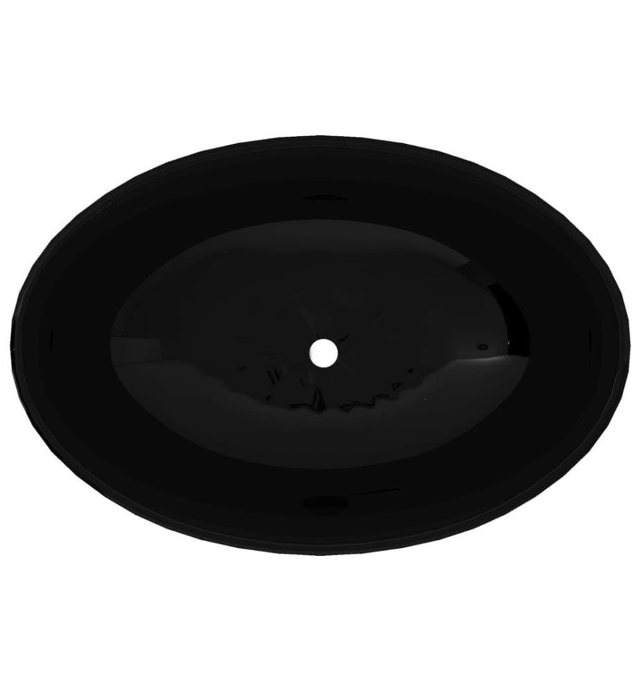 Keramik Waschtisch Waschbecken Oval schwarz 40 x 33 cm