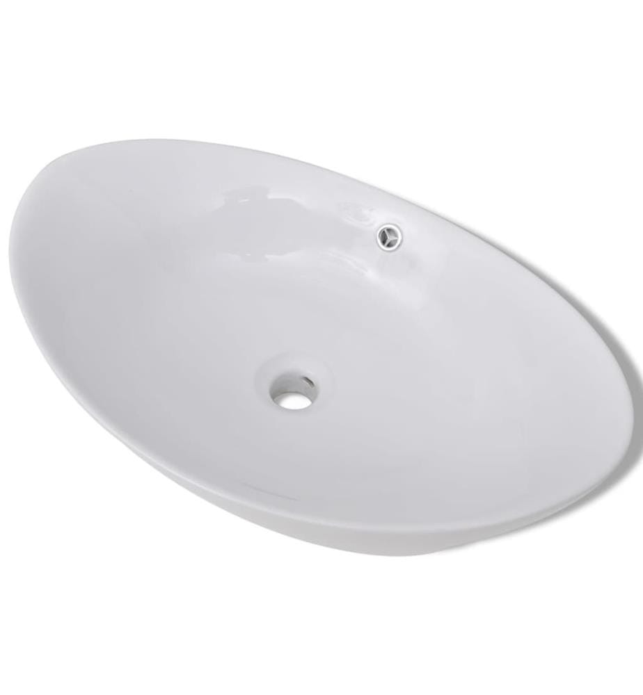Keramik Waschbecken Keramikspülen Überlauf Oval 59 x 38,5 cm