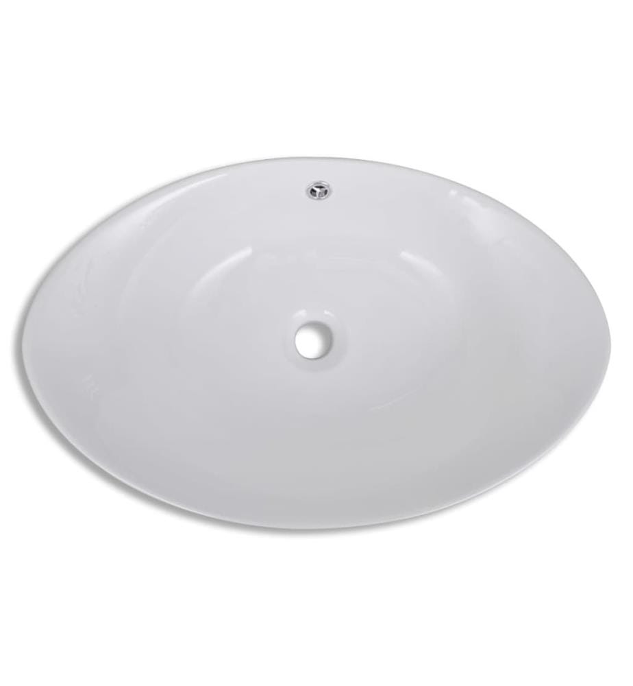 Keramik Waschbecken Keramikspülen Überlauf Oval 59 x 38,5 cm