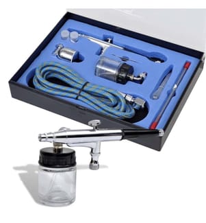 Airbrush-Set mit Glasbehälter 0,2 / 0,3 / 0,5 mm Düsen