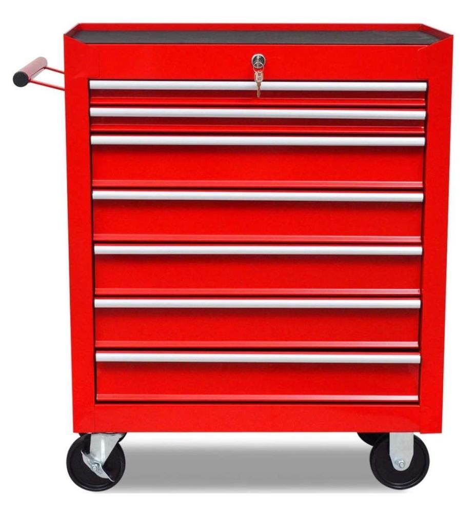 Roter Werkstattwagen 7 Schubladen