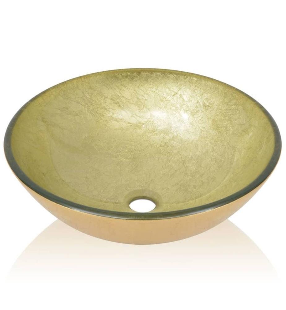 Waschbecken Hartglas 42 cm Gold