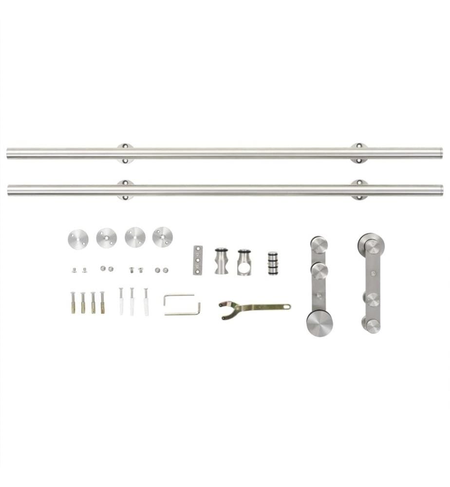 Schiebetür-Beschlagsatz 183 cm Edelstahl Silbern