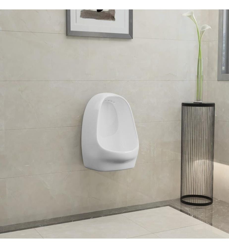 Wandurinal mit Spülventil Keramik Weiss