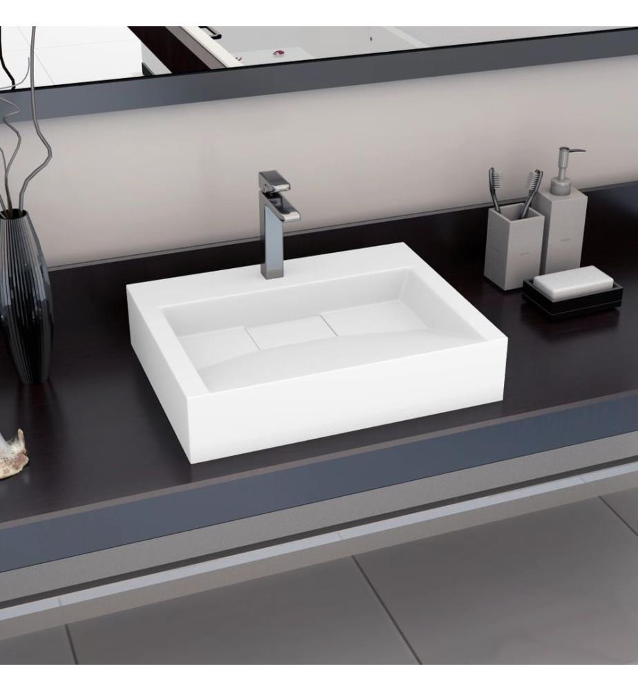 Waschbecken 60 x 38 x 11 cm Mineralguss/Marmorguss Weiss