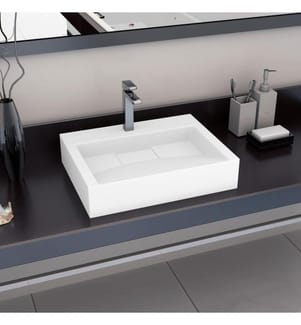 Waschbecken 60 x 38 x 11 cm Mineralguss/Marmorguss Weiss