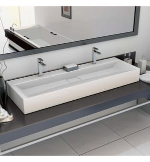Waschbecken 120 x 46 x 11 cm Mineralguss/Marmorguss Weiss