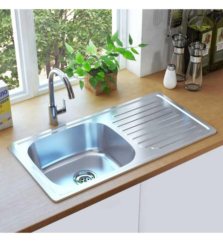 Einbauspüle mit Sieb und Siphon Edelstahl