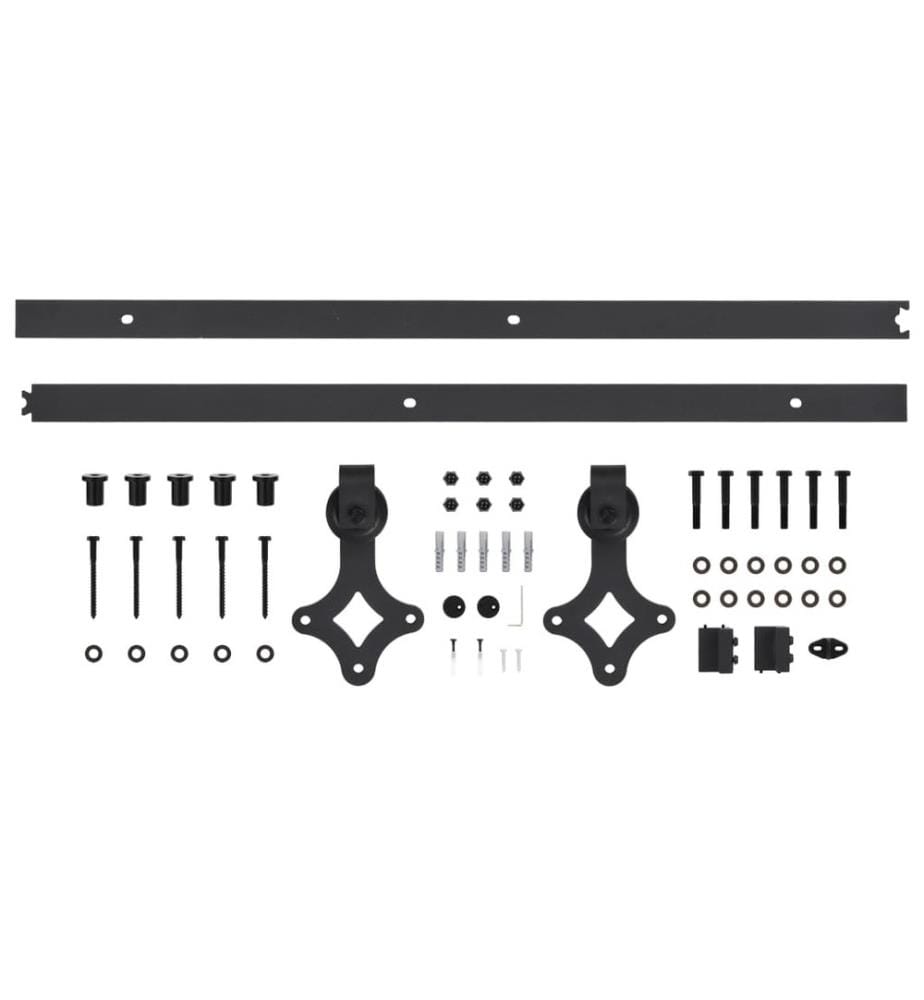 Schiebetürbeschlag-Set 183 cm Stahl Schwarz