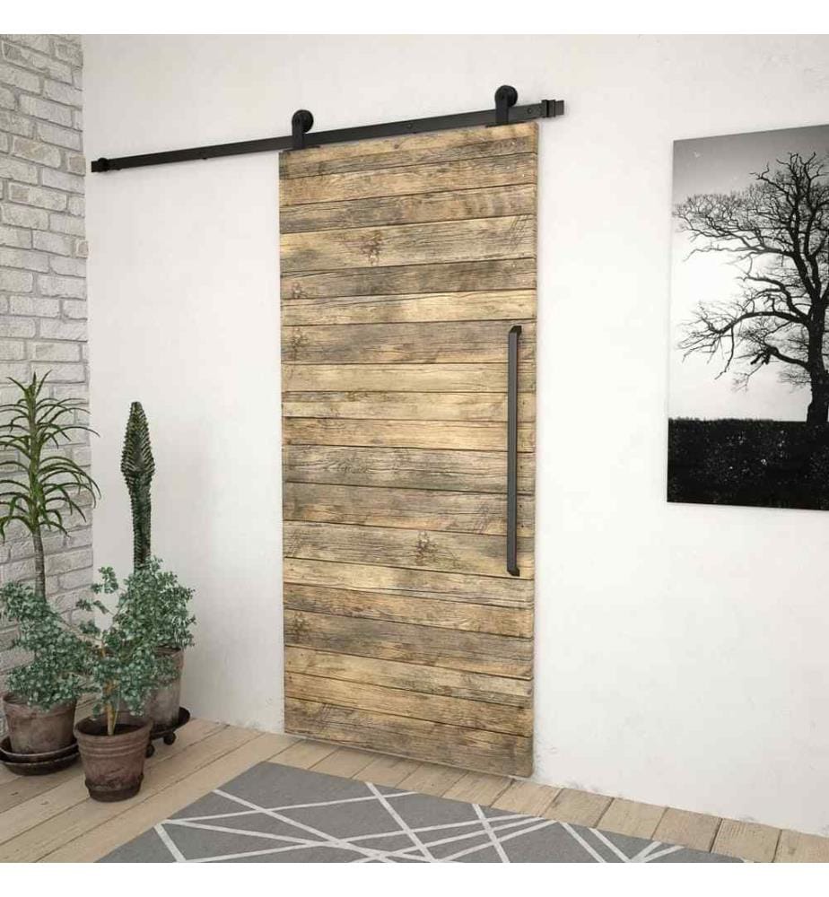 Schiebetürbeschlag-Set 183 cm Stahl Schwarz
