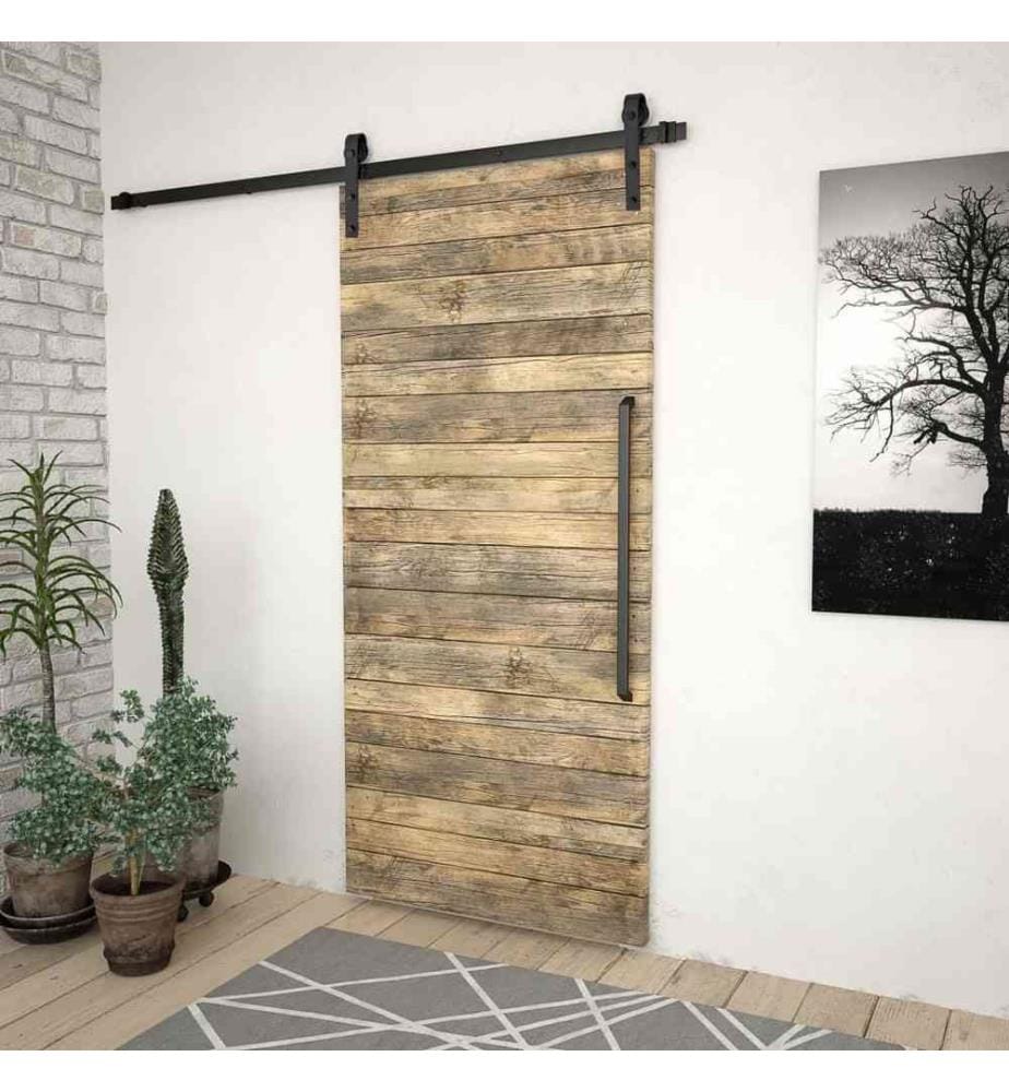 Schiebetürbeschlag-Set 183 cm Stahl Schwarz