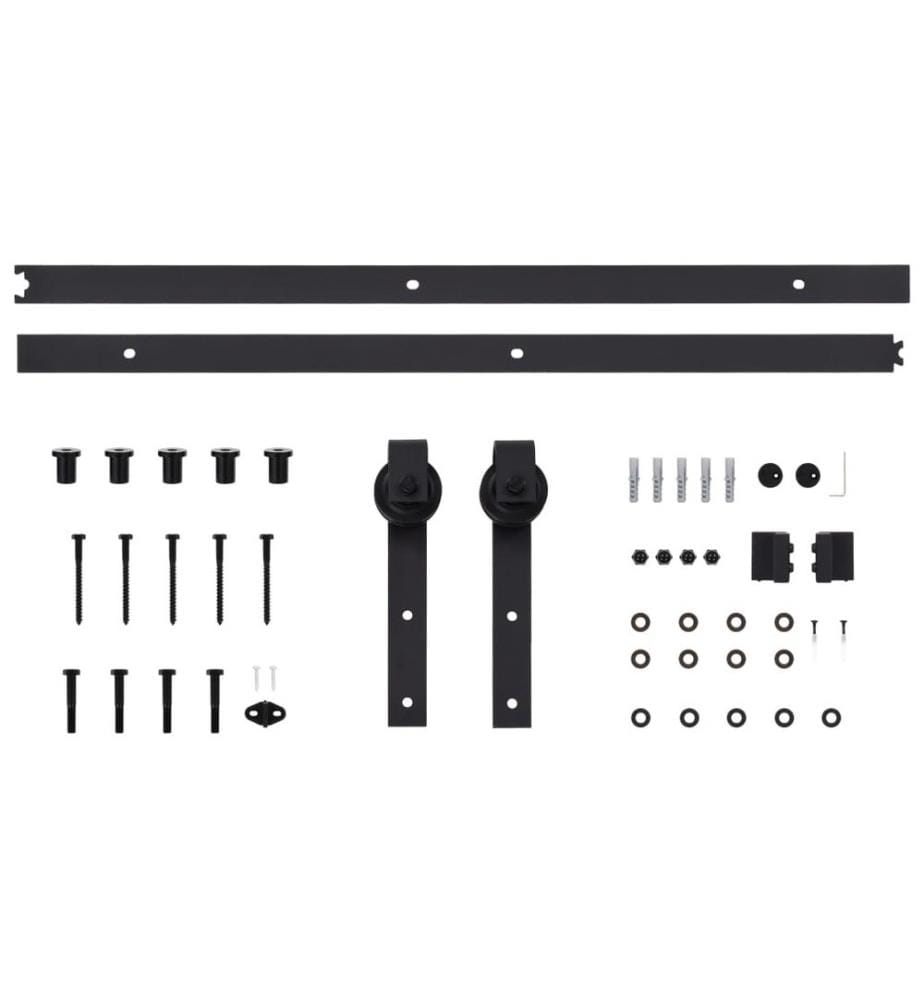 Schiebetürbeschlag-Set 183 cm Stahl Schwarz