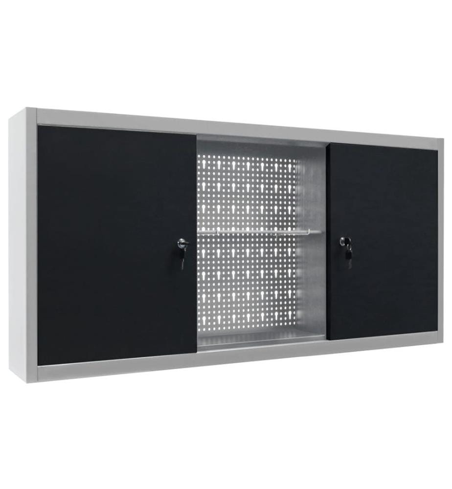 Armoire à outils murale Style Industriel Métal Gris et noir