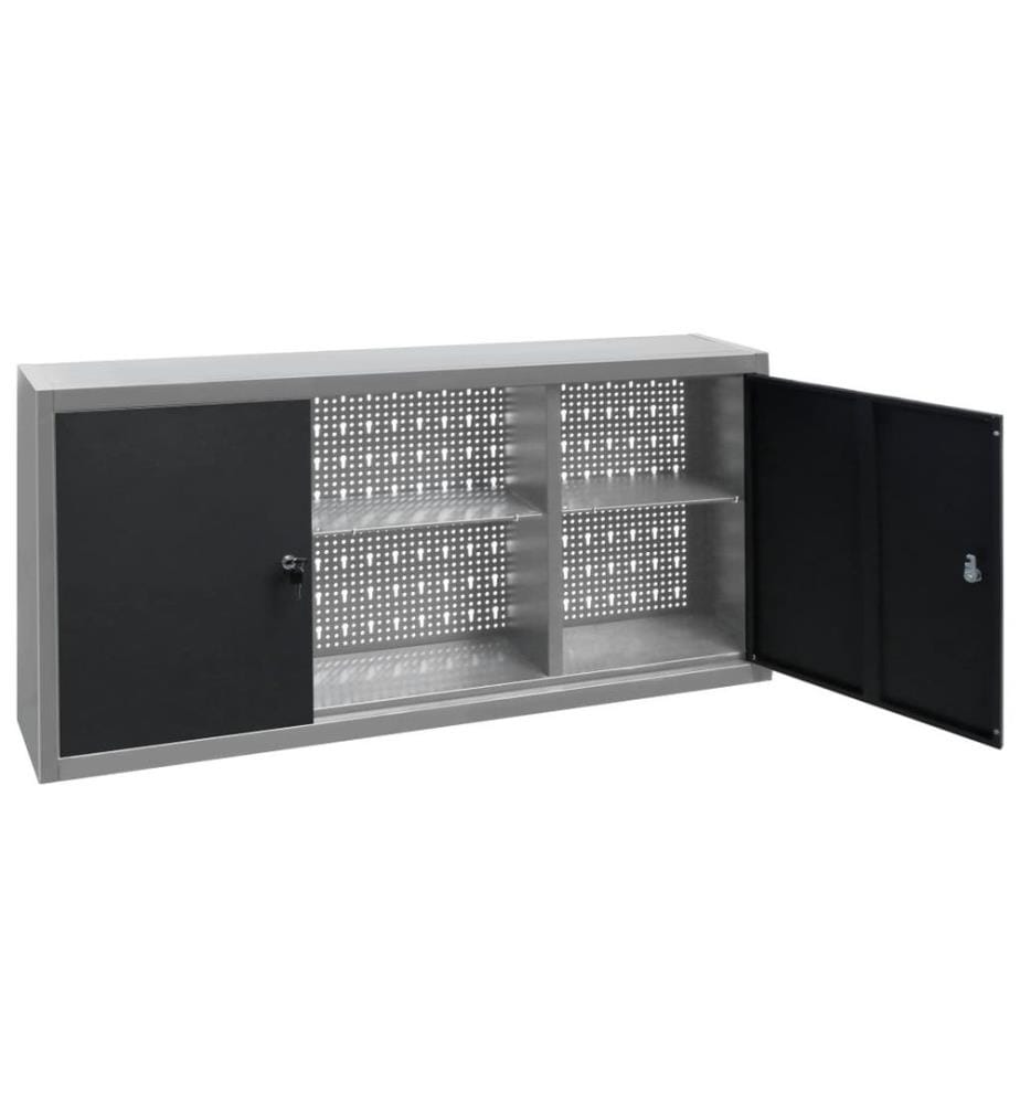 Armoire à outils murale Style Industriel Métal Gris et noir
