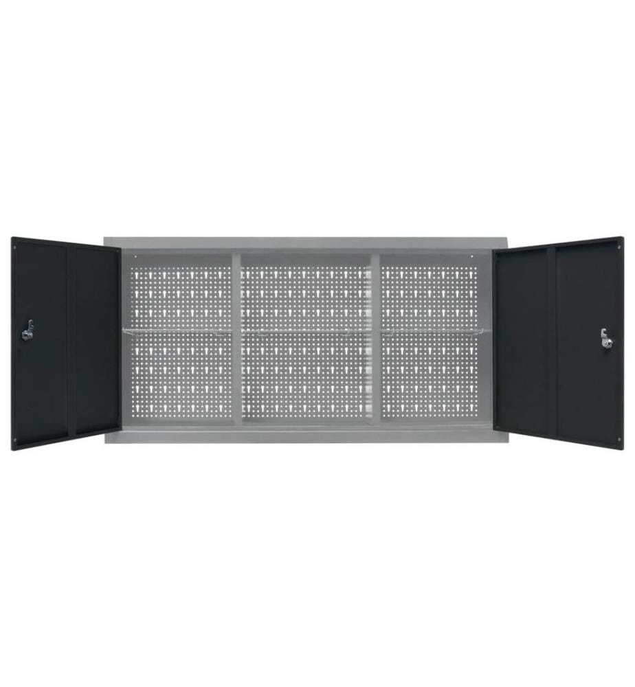 Armoire à outils murale Style Industriel Métal Gris et noir