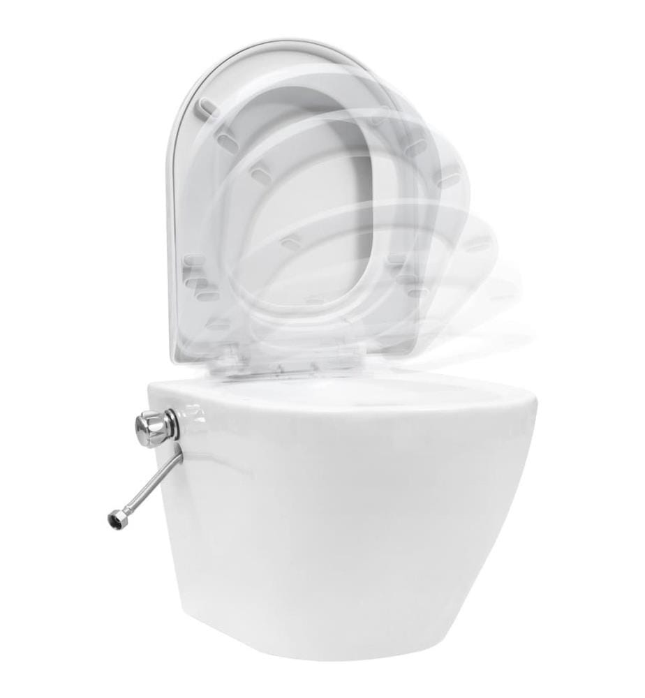 Wand-WC ohne Spülrand mit Bidet-Funktion Keramik Weiss