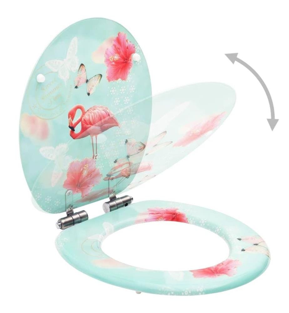 Toilettensitz mit Soft-Close-Deckel MDF Flamingo-Design