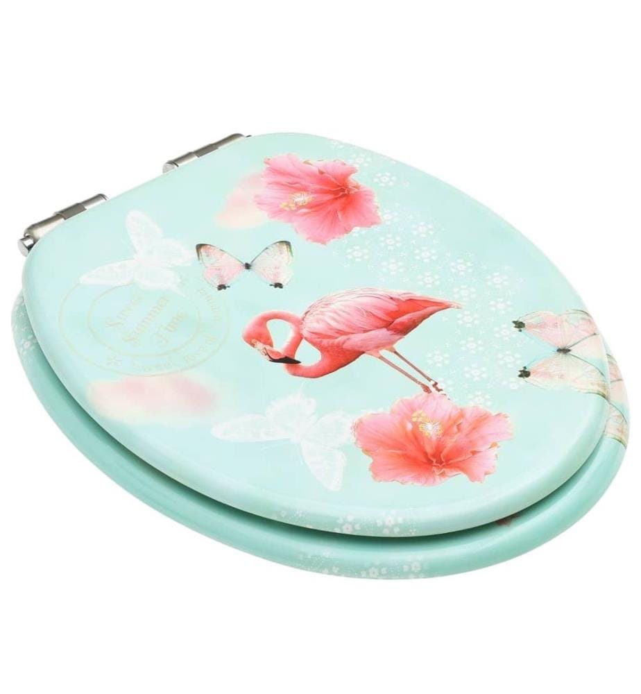 Toilettensitz mit Soft-Close-Deckel MDF Flamingo-Design