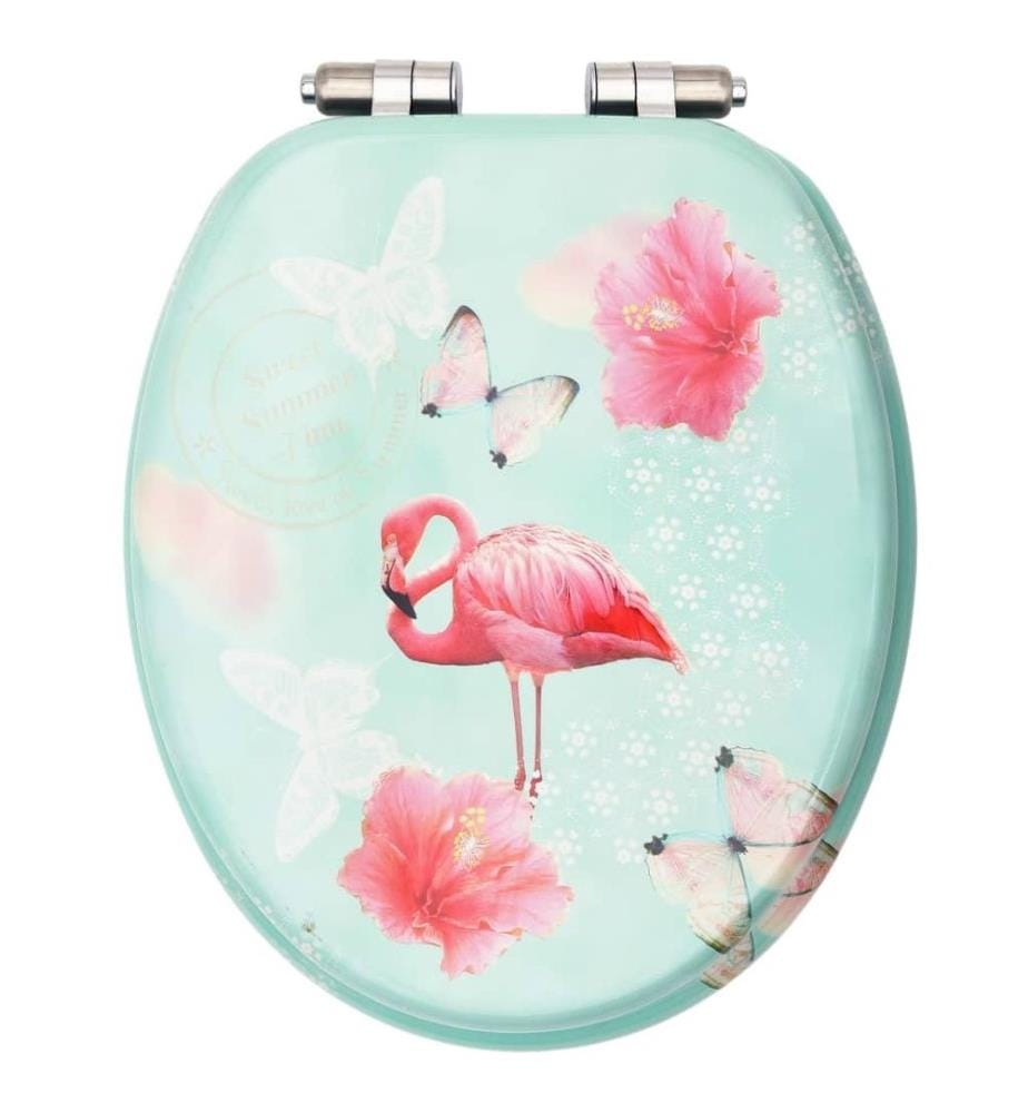 Toilettensitz mit Soft-Close-Deckel MDF Flamingo-Design