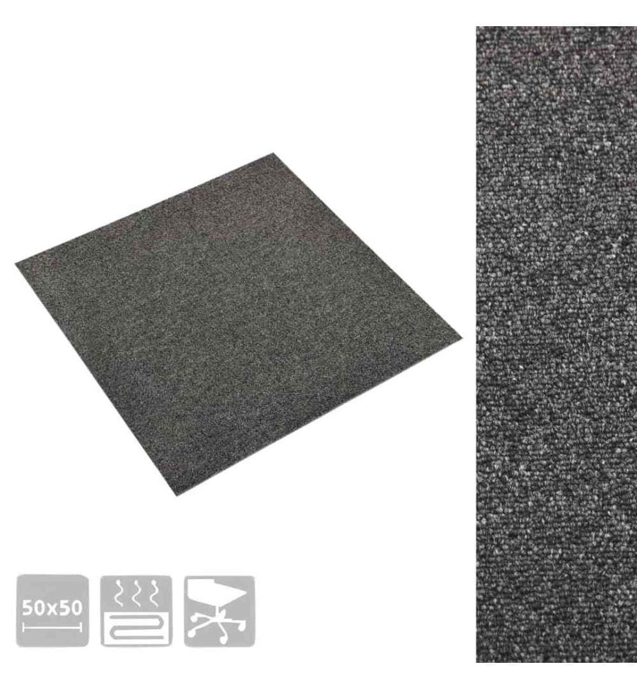 Teppichfliesen 20 Stk. 5 m² 50x50 cm Anthrazit