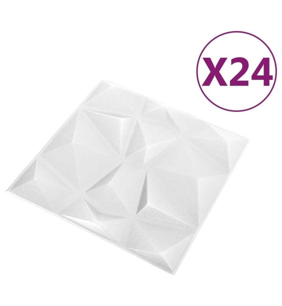 3D-Wandpaneele 24 Stk. 50x50 cm Diamantweiss 6 m²