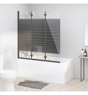 Badewannenfaltwand 3-teilig 130x130 cm ESG Schwarz