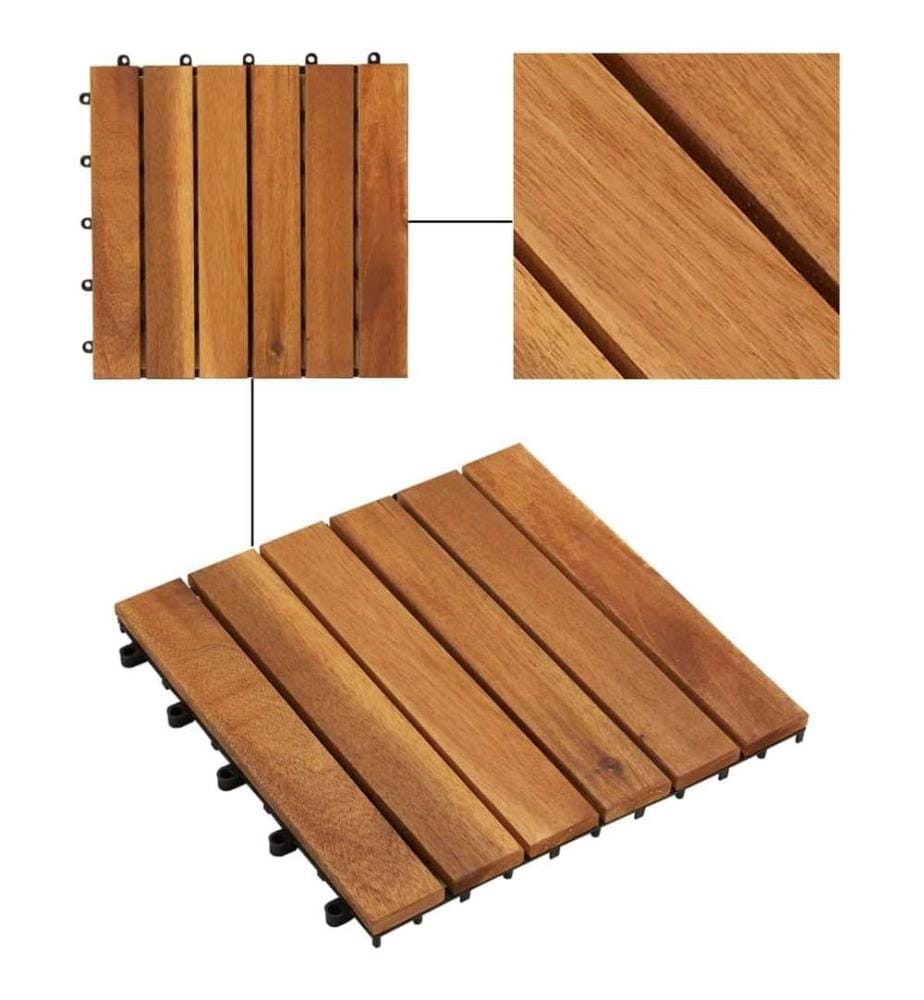 Terrassenfliesen 30er Set Vertikales Muster 30 x 30 cm Akazie