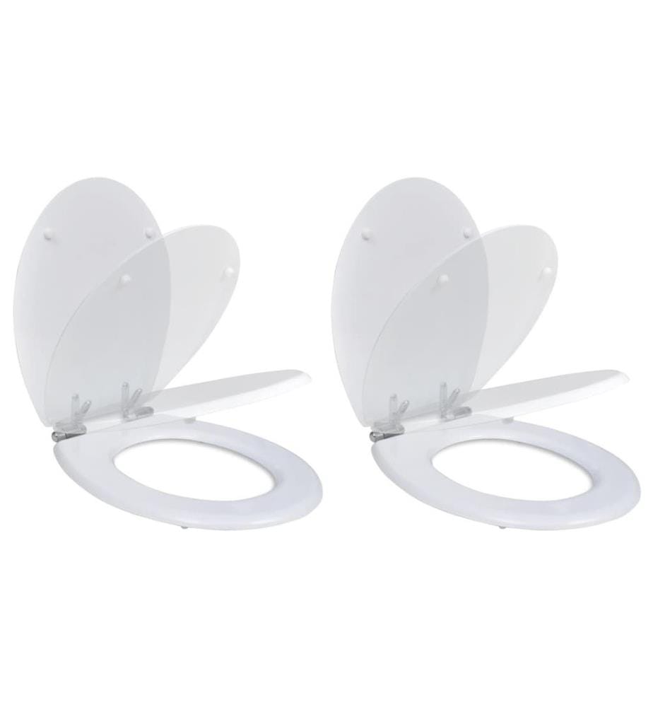 Toilettensitze 2 Stk. mit Absenkautomatik MDF Weiss