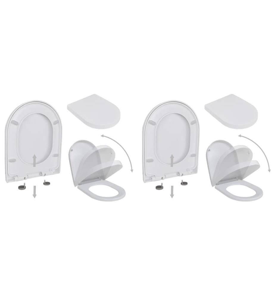 Abattant WC avec frein de chute 2 pcs Plastique Blanc