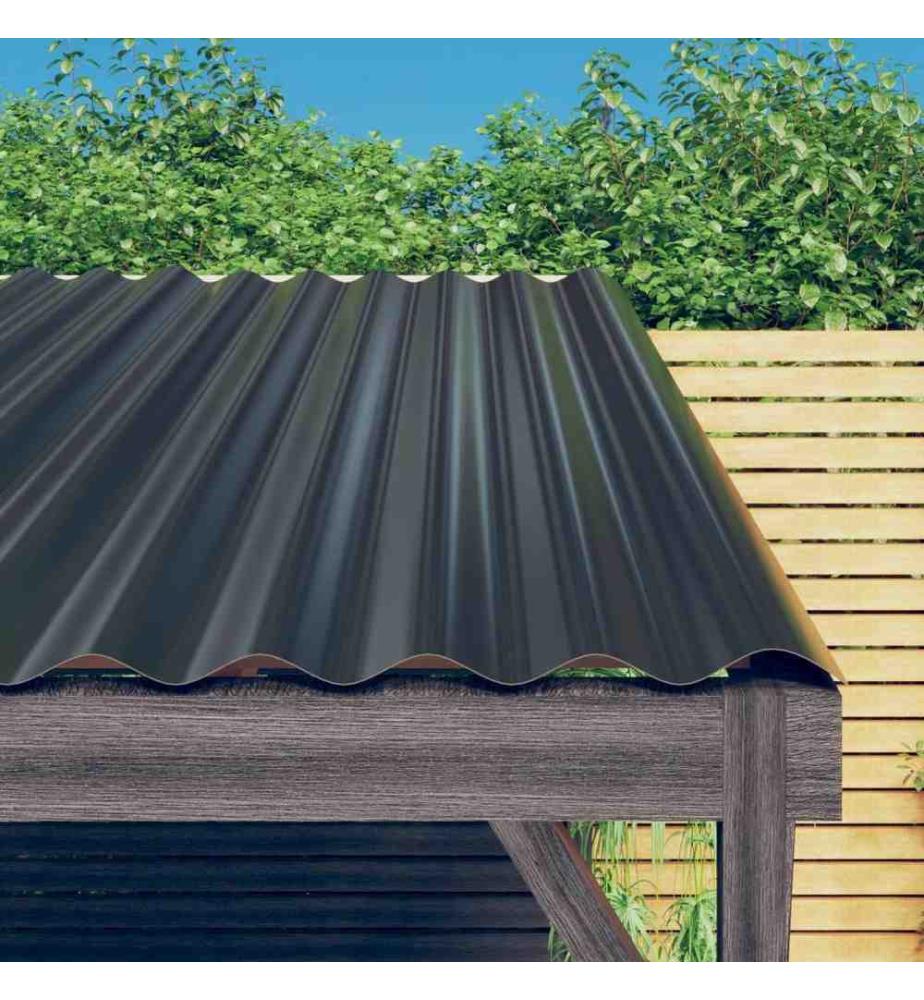 Dachpaneele 12 Stk Pulverbeschichteter Stahl Anthrazit 100x36cm