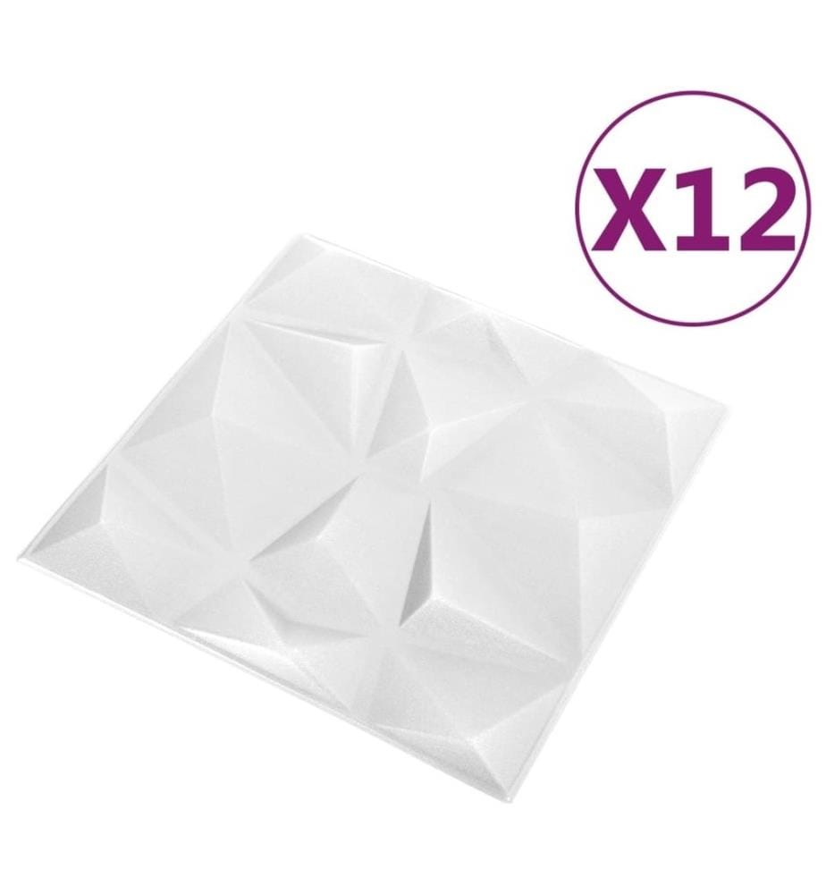 3D-Wandpaneele 12 Stk. 50x50 cm Diamant Grau 3 m²