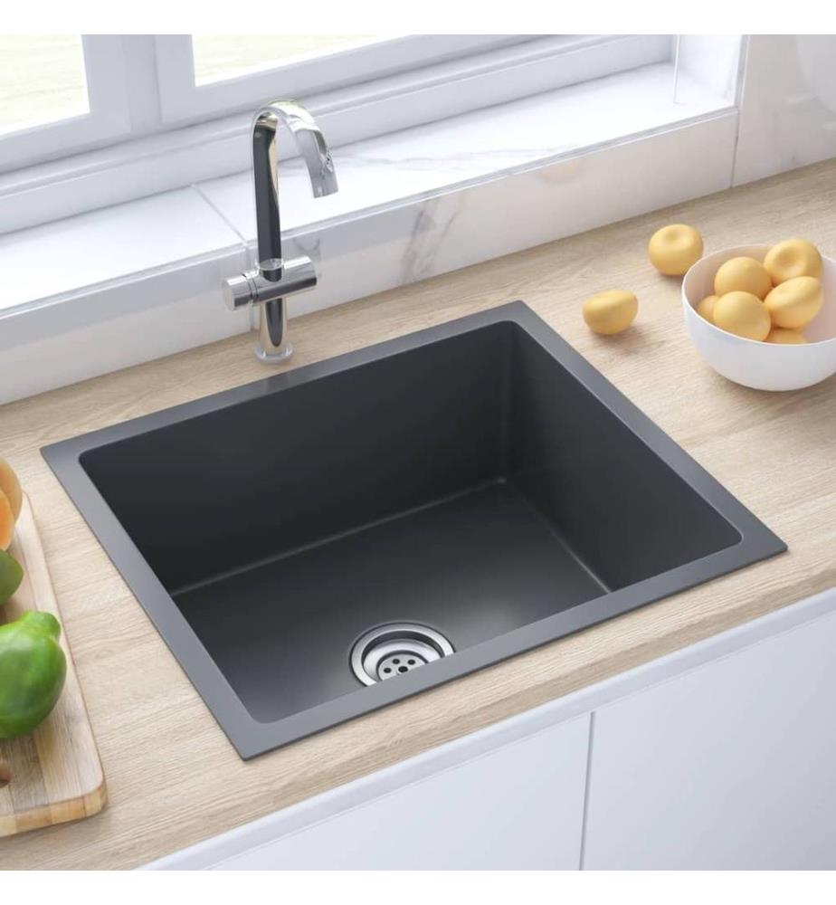 Handgemachte Einbauspüle Schwarz Edelstahl