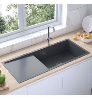 Handgemachte Einbauspüle Schwarz Edelstahl