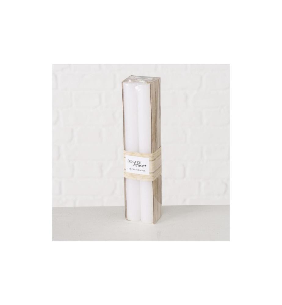 BOLTZE - Stabkerze Melia 20 cm, Weiss, 4 Stück