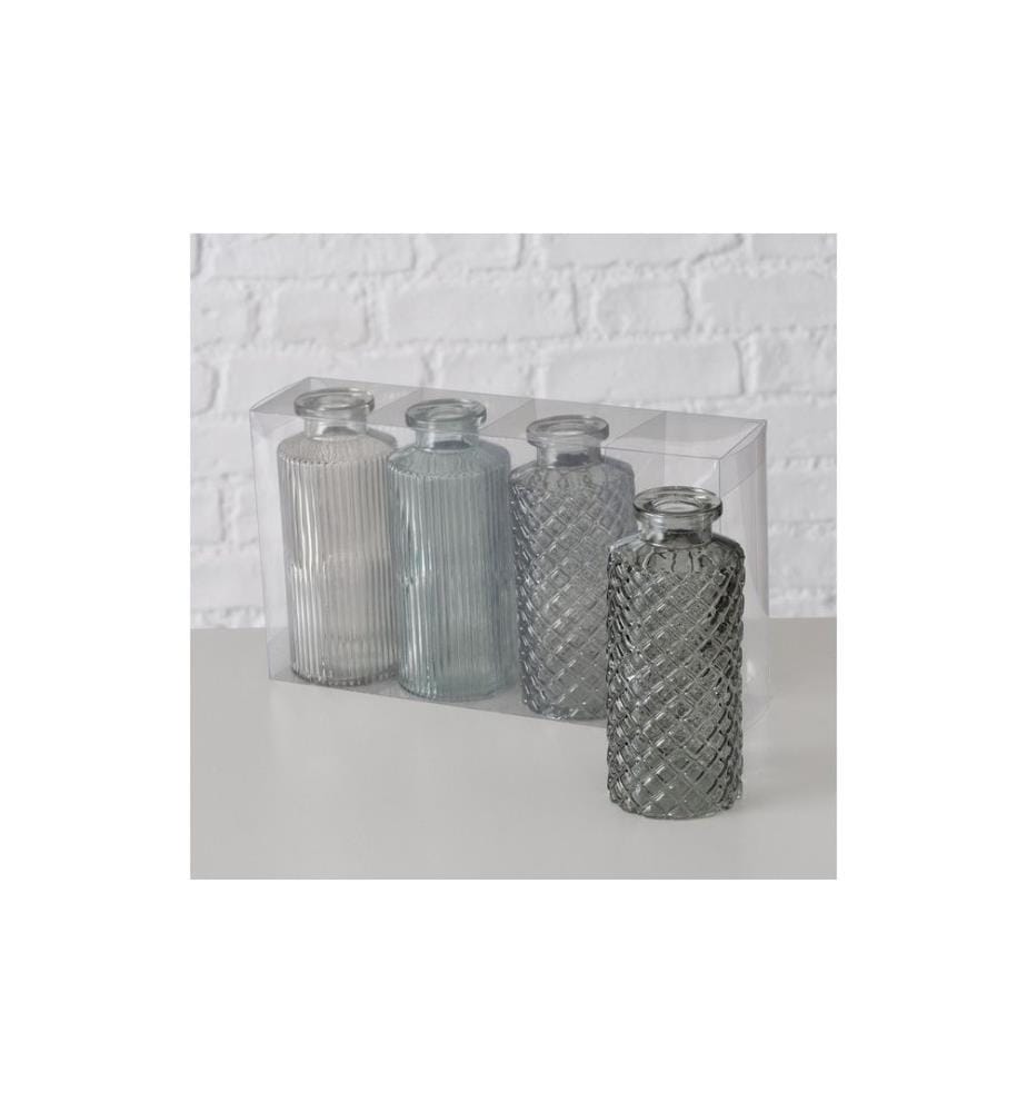 BOLTZE - Vase Panja 4 Stück, 14 cm, Grau