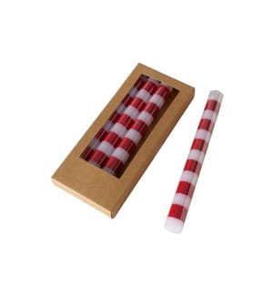BOLTZE - Bougie droite Stripy 20 cm x 2.2 cm, Rouge, 4 Pièce/s