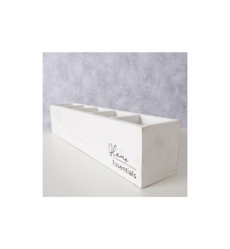 BOLTZE - Caisse de rangement Essentials Shabby Chic 47 x 9 cm, Blanc