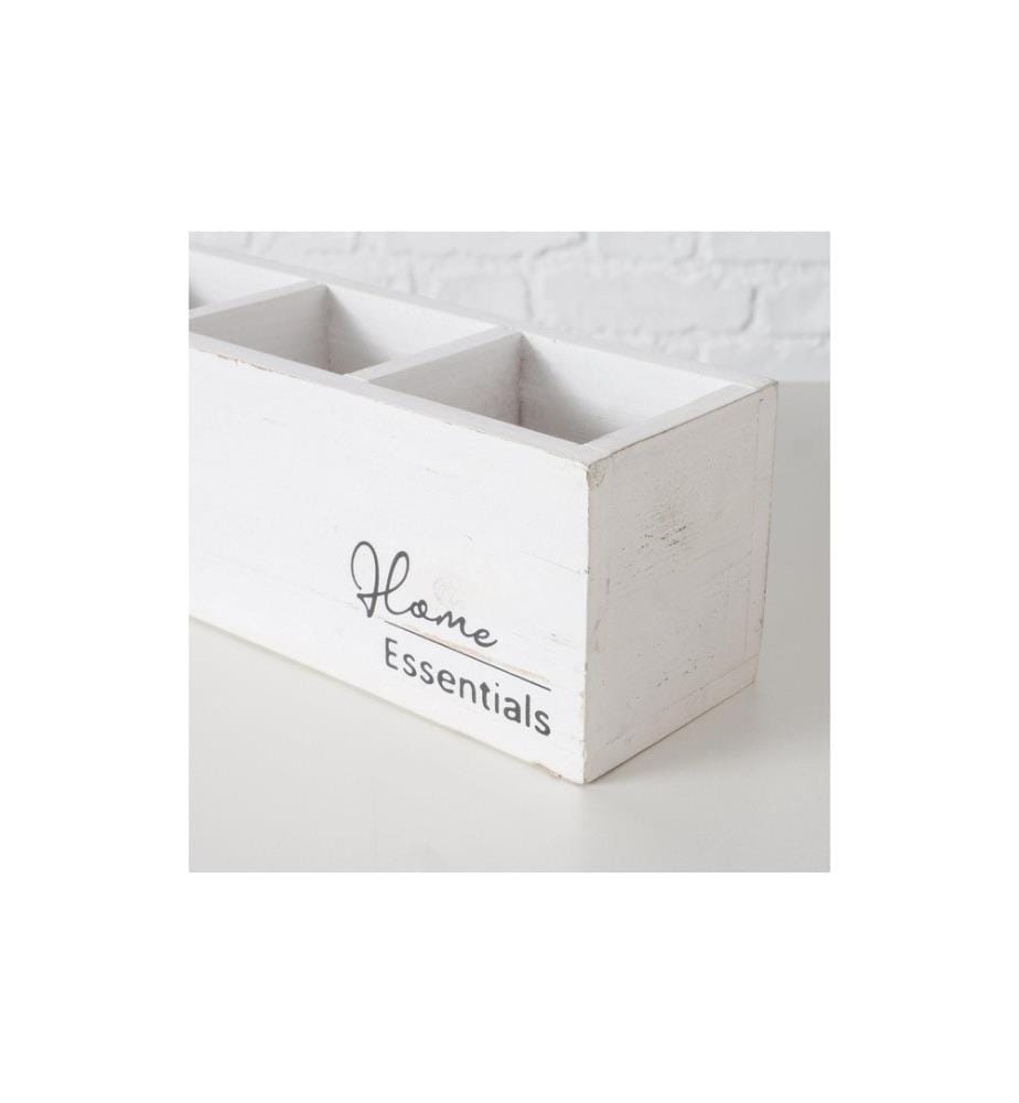 BOLTZE - Caisse de rangement Essentials Shabby Chic 47 x 9 cm, Blanc